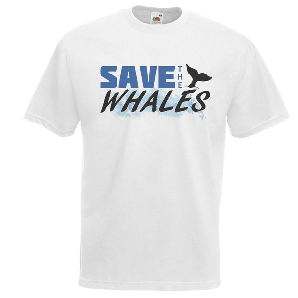 

2019 t-shirt men100% хлопок mens белых спаси кит t-shirt aquatic охраны дикой природы животных topmens тенниска