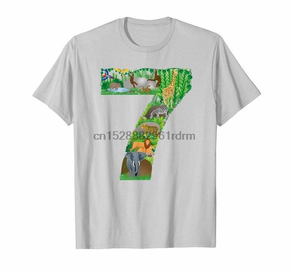 

clothing safari jungle zoo animals seventh birthday number 7 t shirt 2785
