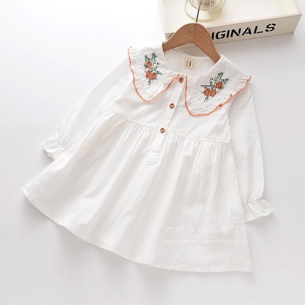 

0709-03 2020 autumn embroidered new flower lapel girlslong sleeve 0709-03 2020 autumn dressembroidered dress new flower lapel girlslong slee, Black;gray