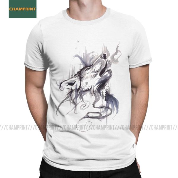 

gray wolf men's t shirts animal wolves wild animals novelty tee shirt short sleeve round collar t-shirts pure cotton gift idea