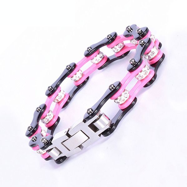 

316l stainless steel ethnic round crystal chain bracelets & bangles popular female pink charm bracelet, Black