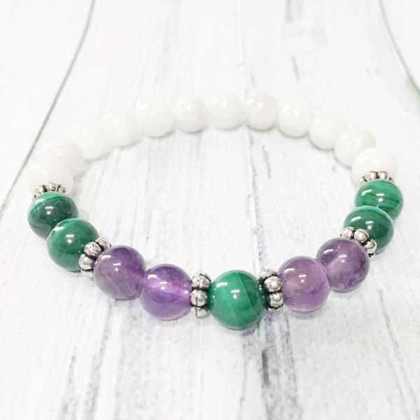 

mg0325 natural grand malachite bracelet for women moonstone gem stone bracelet women`s heart chakra yoga, Black