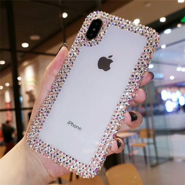 Diamante de luxo Casos Designer Telefone Capa para iPhone 11 12 Pro Max Xs MAX Xr 6 7 8 Plus Clear Case Rhinestone Glitter Phone Case