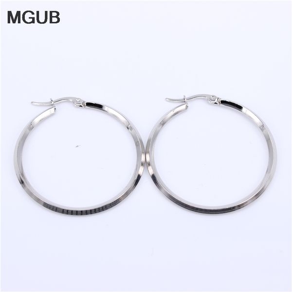 

hoop & huggie sivler color fashion jewelry stainless steel wholesale big round 40mm diameter earrings for women girls lh574, Golden;silver