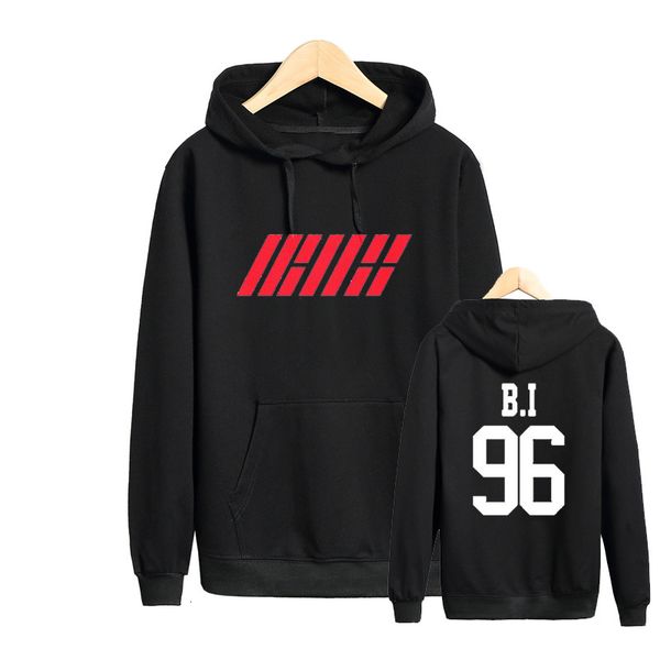 

kpop sweatshirt ikon album my type bobby hoodies men women hoodies with cap harajuku tracksuit jumper, Black