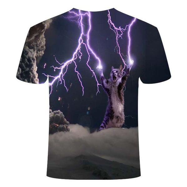 

new cool cute printed animal cat summer 3d print shirts humor oversized anime men clothing