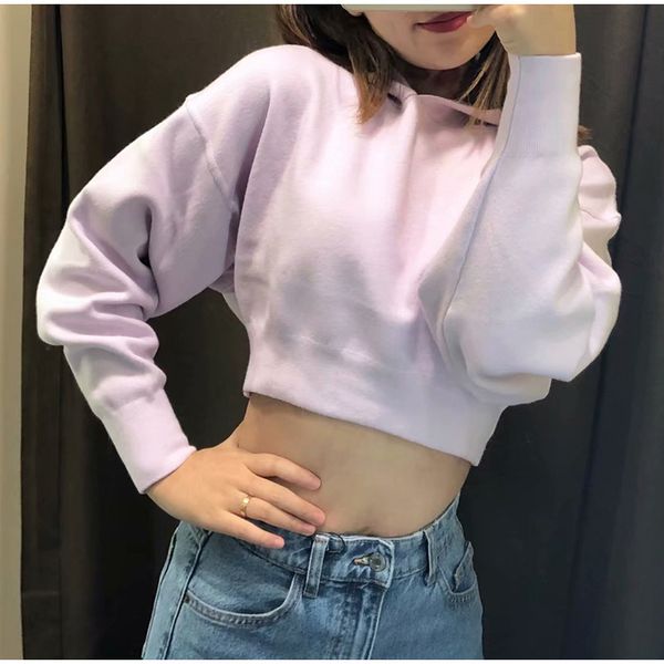 

женская plain с капюшоном crop толстовки толстовка осень твердая с длинным рукавом толстовка женская 2020 падение kawaii повседневный коротк, Black