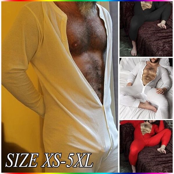 

men sleepwear men's stretch leotard underwear pajamas comfortable and soft sleepwear bodysuit long sleeve sh543, Black;brown