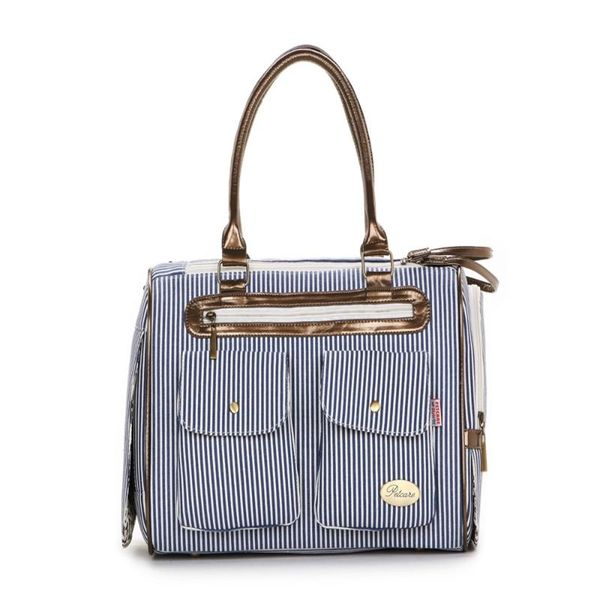 

blue vertical striped fashion pet dogs carrier bag fashion small puppy dogs bag
