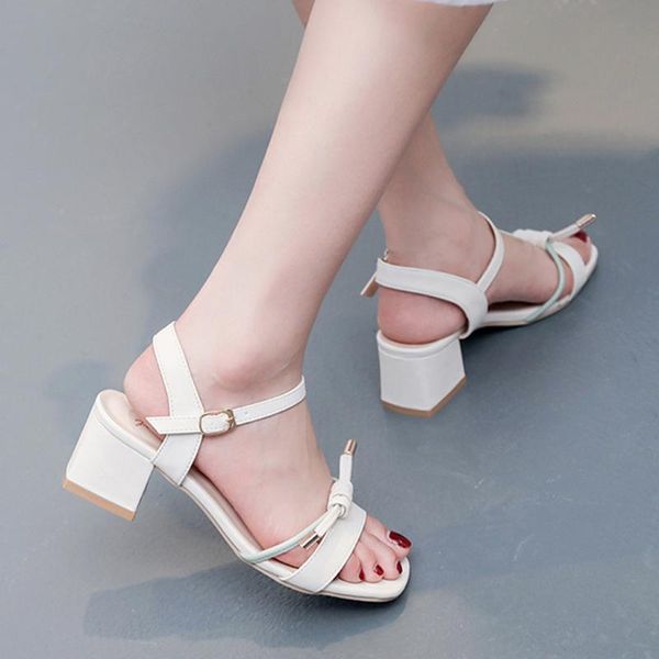 

women's sandals fashion ladies beach sandals casual square heels open toe thick high heels women shoes zapatos de mujer, Black
