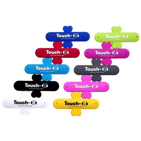 

wholesale 500pcs/lot phone holder portable one touch u silicone stand holder cellphone coche mounts phone holder for phone