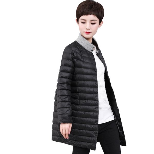 

coat winter ultra light korean white duck down women puffer jacket warm parka dk-wbdy6691 yy1629, Black