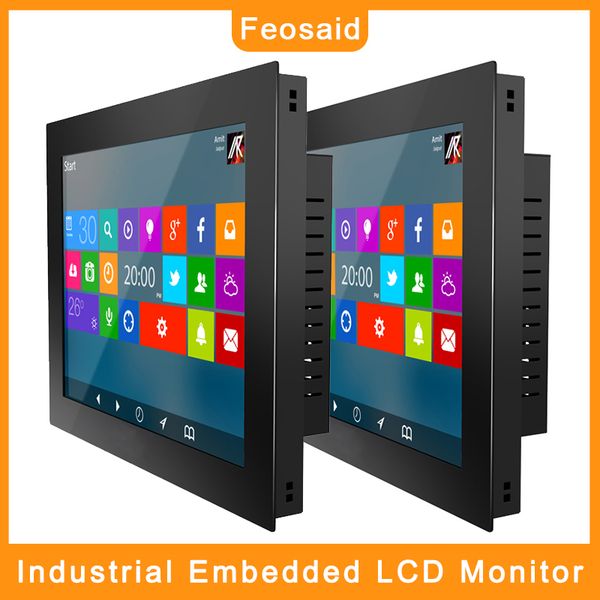 

feosaid 15.6 inch industrial computer display monitor 15.6" resistance touch screen with vga/hdmi/dvi inputs tablet monitor