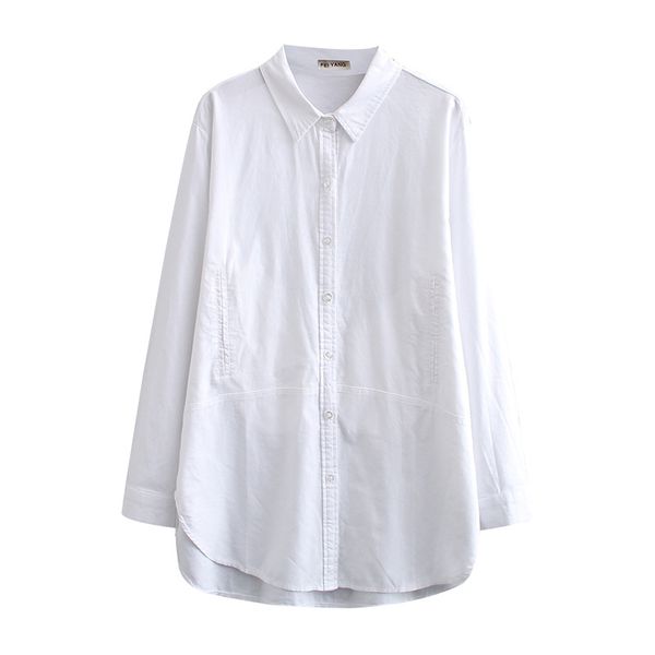 

autumn women shirts ladies solid white female long sleeve blouses oxford cotton loose plus size clothing f5 2011