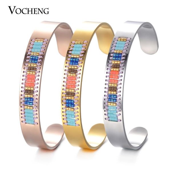 

10pcs/lot stainless steel bangle seed bead bracelet for women handmade jewelry 3 colors m-015*10, Black