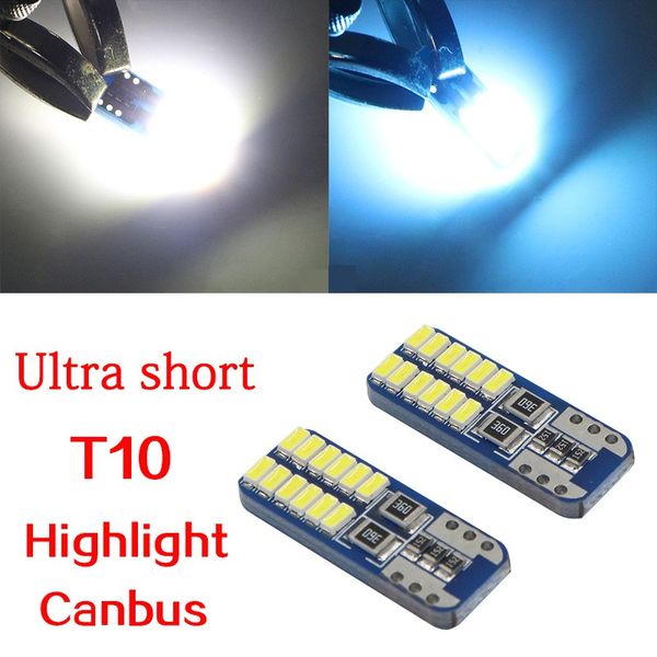

10pcs t10 led bulb 194 w5w 24smd chipsets led bulbs for car courtesy dome map door license plate light canbus