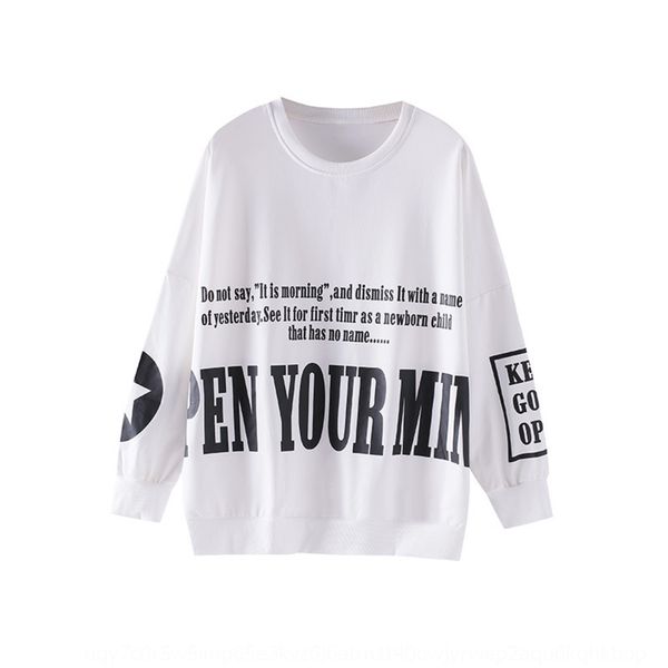 

early autumn new women's 2020 korean style letter printed round neck women's clothing fat mm can wear 200 jin sweatersweater sweat, Black