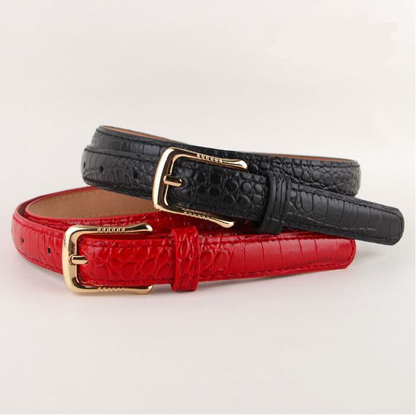 

fashion crocodile pattern belt women's pin buckle wide belts female animal belts strap gold plated women party genuine leather, Black;brown
