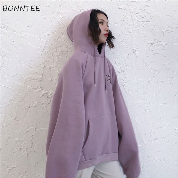 

thick velvet letter print hoodies, loose style, women's long sleeve hoodie, casual fashion easy to match, Black