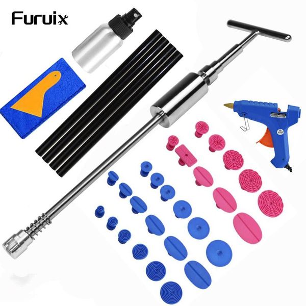 

furuix tools car paintless dent removal tool kit dent repair puller kit slide reverse hammer glue tabs suction cups for hail ki