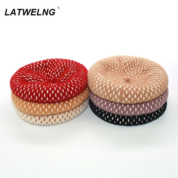 

berets design leopard dot beret for women autumn winter warm flat hats black pairs thanksgiving gifts wholesale, Blue;gray