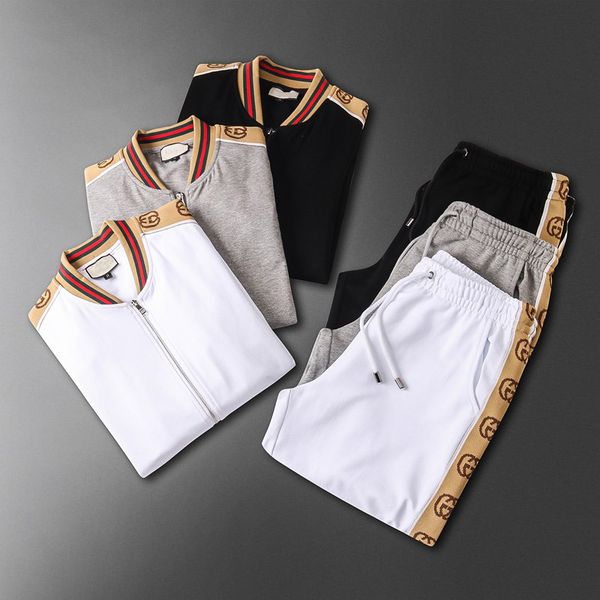 

men's zipper suit sportswear designer suit men's jacket coat + pants men's suit, Gray