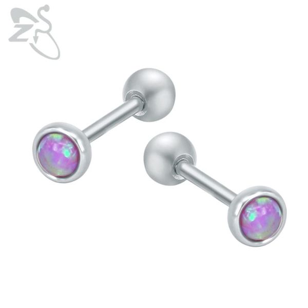 

zs trendy real opal камни серьги стержня цвета серебра из нержавеющей стали helix уха шпильки пирсинг козелка для дам женщины украшения, Golden;silver