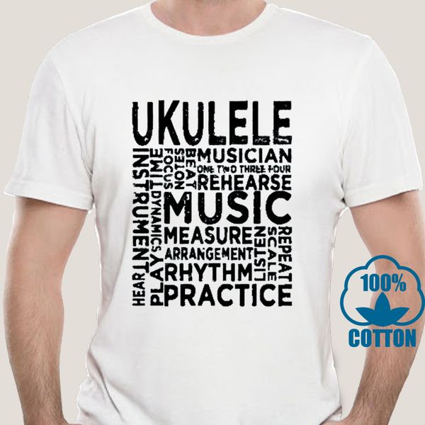 

0422d men tshirt ukulele typography slim fit t shirt printed t-shirt tees top