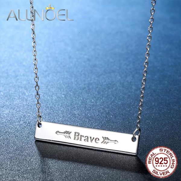 

chains allnoel 925 sterling silver simple design neckalce for women white gold plated stamp necklace fine jewelry diy customizable