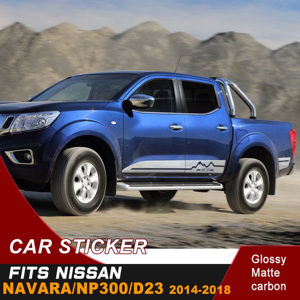 

car decals 2 pieces 4x4 side door stripe mountain graphic vinyl car sticker fit for nissan navara np300 d23 2014-2019