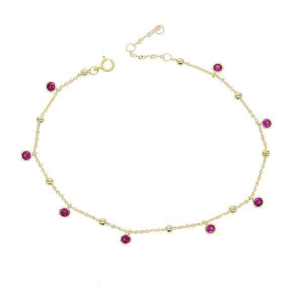 

2018 Top quality gold color delicate adjust 21 with 5cm tiny red cz charm Anklets link chain for women cute girl fashion jewelry
