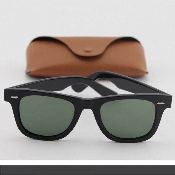 

1pcs designer plank classic black metal hinge frame brand sunglasses fashion women sunglass 50mm glass lens with brown box, White;black