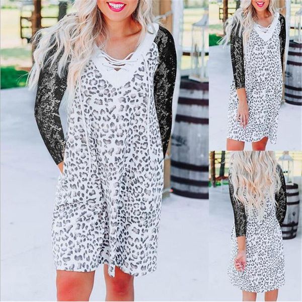 

dresses long sleeve v neck print dress fashion mini dress female clothing womens designer luxury casual, Black;gray