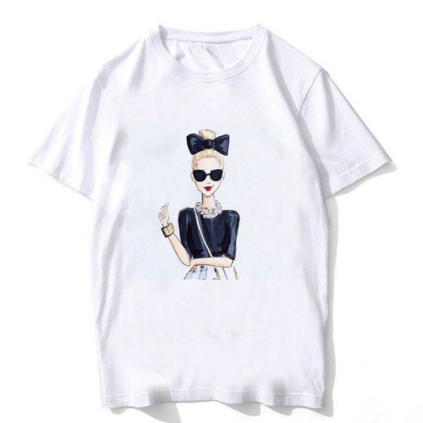 

summer camiseta vogue girl print 90s aesthetic clothes t-shirt women men casual short sleeve white cotton tee shirt harajuku