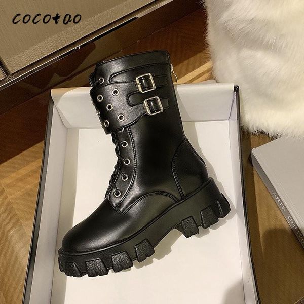 

thick-soled women's boots tide ins 2020 new fashion and handsome all-match motorcycle boots thick and thin short, Black