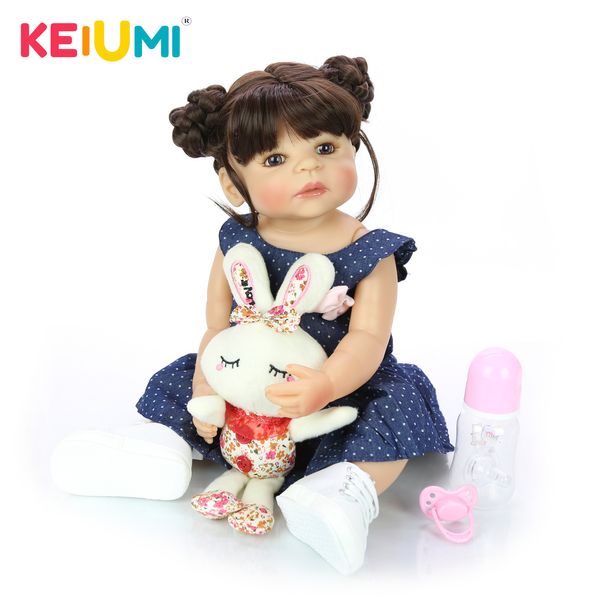 

new 55cm all silicone body reborn girl lifelike baby doll diy hair newborn princess toddler toy bonecas waterproof birthday gift y200413
