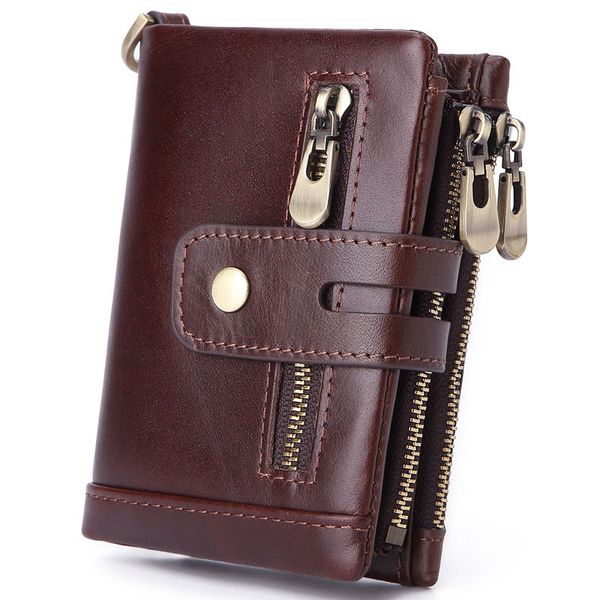 

wallets cow leather men with coin pocket vintage male purse function brown genuine retro wallet card holders 40, Red;black