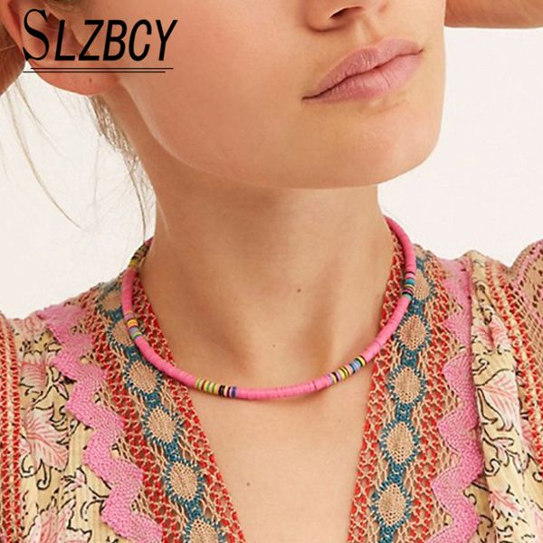 

8 цветов из полимерной глины ожерелье мягкая керамика bohemia choker ожерелье красочные бусы воротник женщин ювелирные изделия ручной работы, Silver