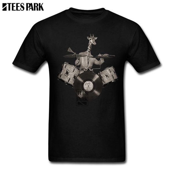 

giraffe music drummer printed t shirts teenage o-neck short sleeve heavy metal design shirts new arrival male world tee shirts