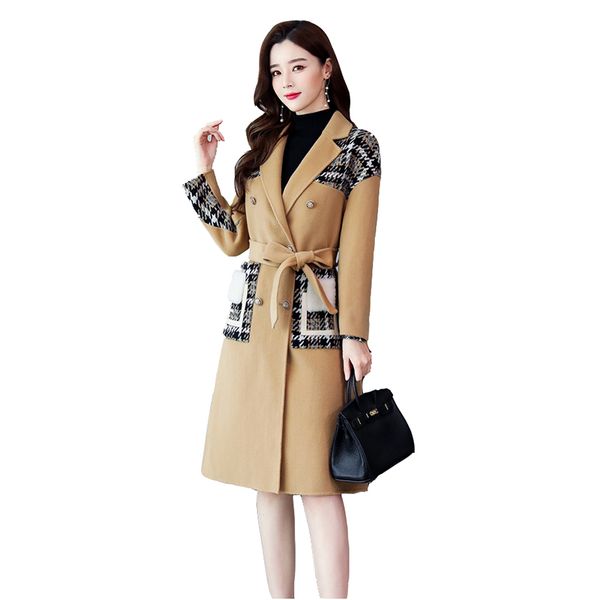 

women's wool & blends woolen jacket female medium long 2021 winter korean loose autumn and coat clothing, Black