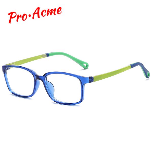 

pro acme blue light blocking glasses kids children tr90 square flexible frame computer glasses for boys & girls age 5-15 pc1727, White;black