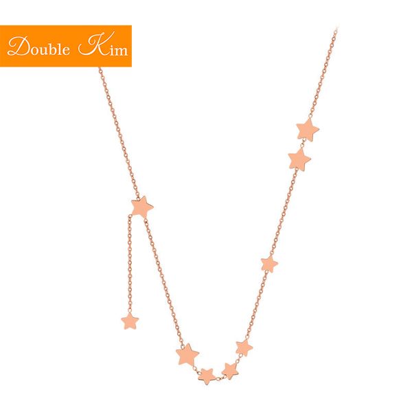 

stars pendant necklace titanium steel stainless clavicle chain rose gold chain necklace fashion trendy women jewelry gift, Silver