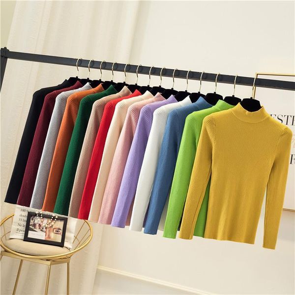 

autumn women turtleneck pullover sweater fashion winter slim korean knit jumper basic soft blouse sueter mujer 2020, White;black