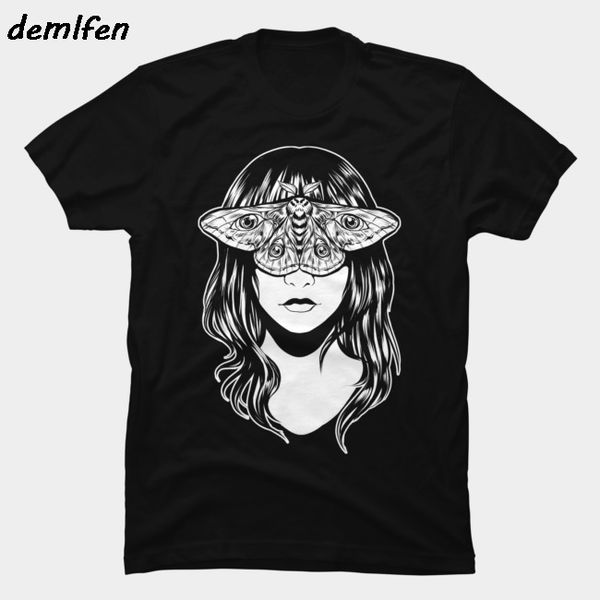 

summer funny moth eyes monochrome t-shirt harajuku streetwear men short sleeve o-neck cotton shirt cool tees print
