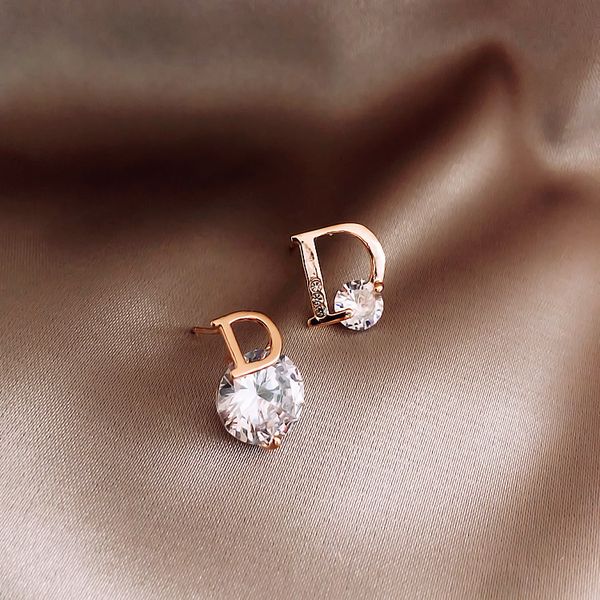 

dangle & chandelier d letter stud earrings for women party queen fashion trendsetter lady, Silver