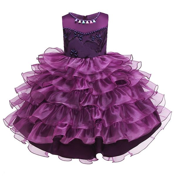 

girl's dresses flower girl wedding bridesmaid party etiquette model walking show evening dress baby dinner performing bead, Red;yellow