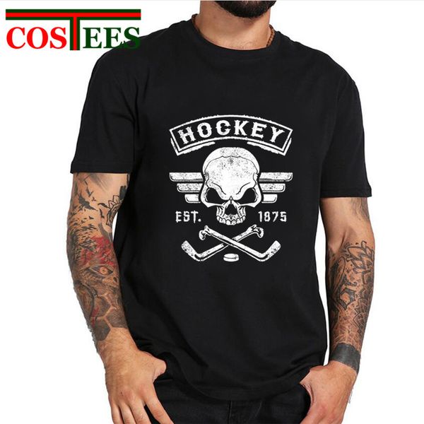 

2019 vintage canada hockey skull&bone design t shirt men gift for hockeyplayer team tees fans retro fintness tee shirt