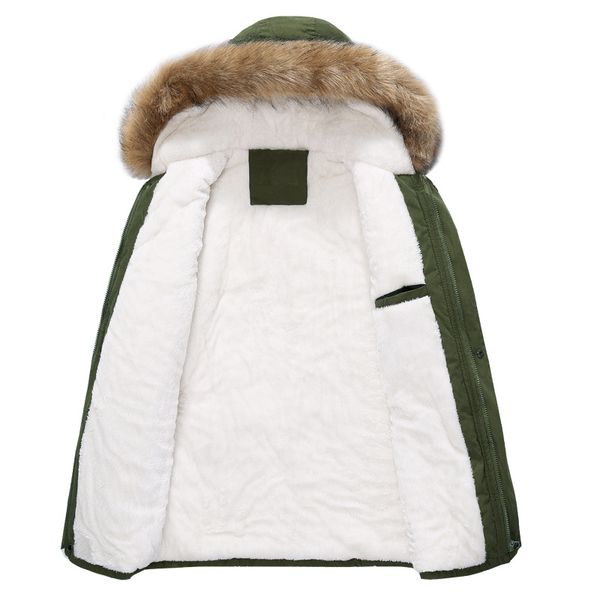 

parka men coats 2020 winter jacket men slim thicken fur hooded outwear warm coat clothing casual men's coat, Black