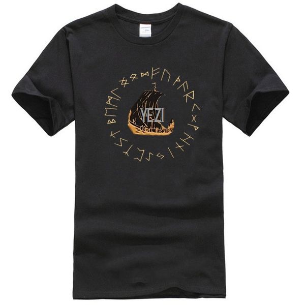 

longship nordic rune wheel viking men's fashion t-shirt