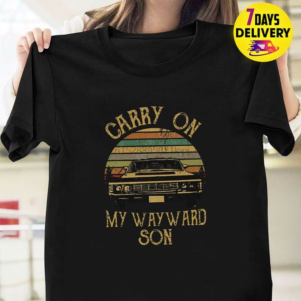 

supernatural carry on my wayward son t shirt black size s-3xl